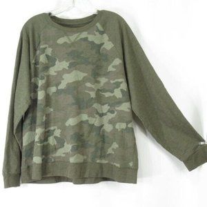 Green Camo Sweatshirt Pullover Womens XXL Sonoma Raglan Thin Cotton Poly Blend